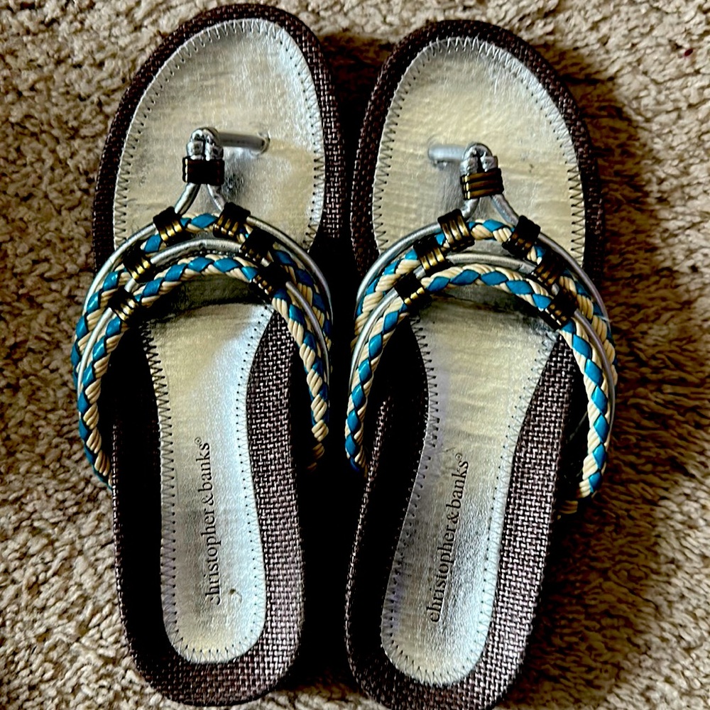 Vintage Cute Christopher & Banks sandals toe thong flip flops size 7.5